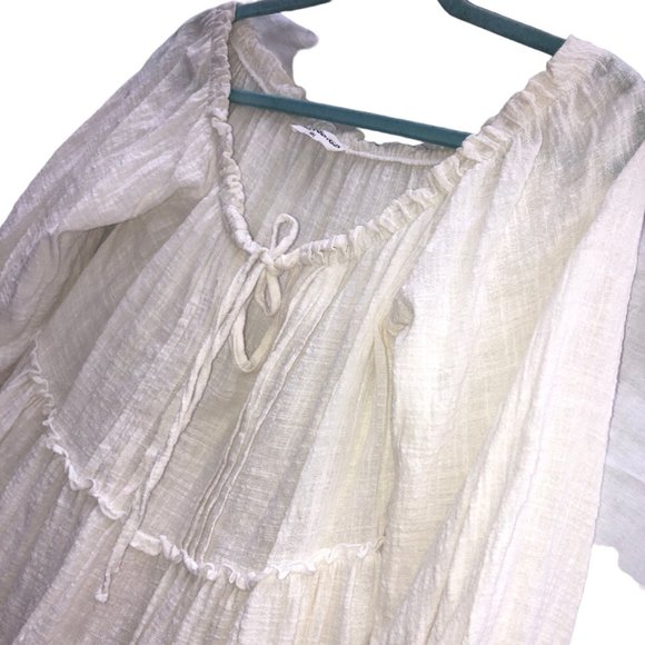 REISI GERGO white crinkle cotton SANTORINI GREECE greek tunic top M/L - Picture 3 of 3